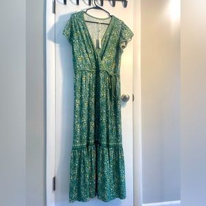 MAX STUDIO RUFFLE MAXI FAUX WRAP DRESS